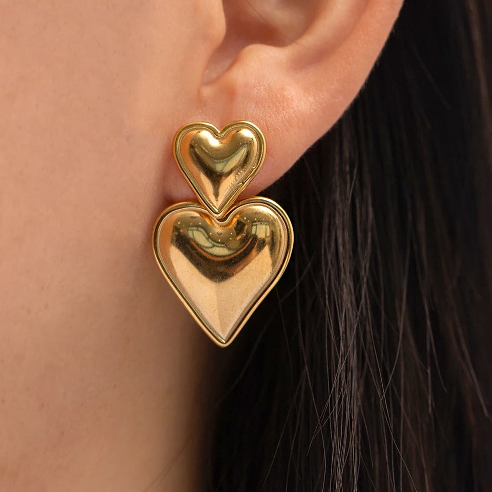 HEART DROP EARRINGS | 18K GOLDWATERPROOF HEART EARRINGS