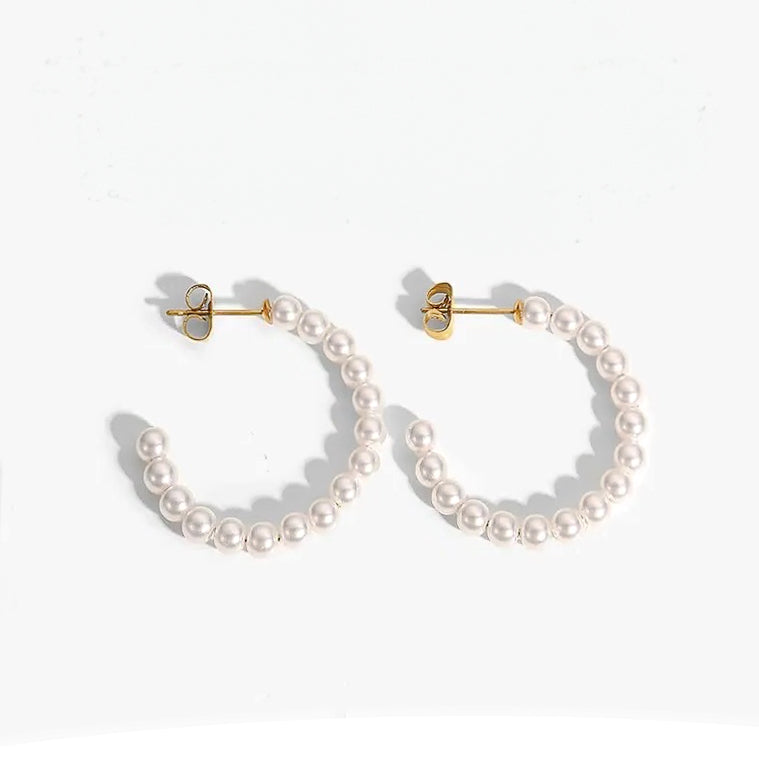 PEARLS HOOPS EARRINGS - VELOWE