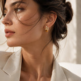 NAIL MINI HOOPS | 18K GOLD WATERPROOF EARRINGS
